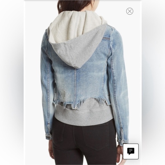 DONATED Free People double weave layered hooded hood we the jean denim jacket - Picture 3 of 8